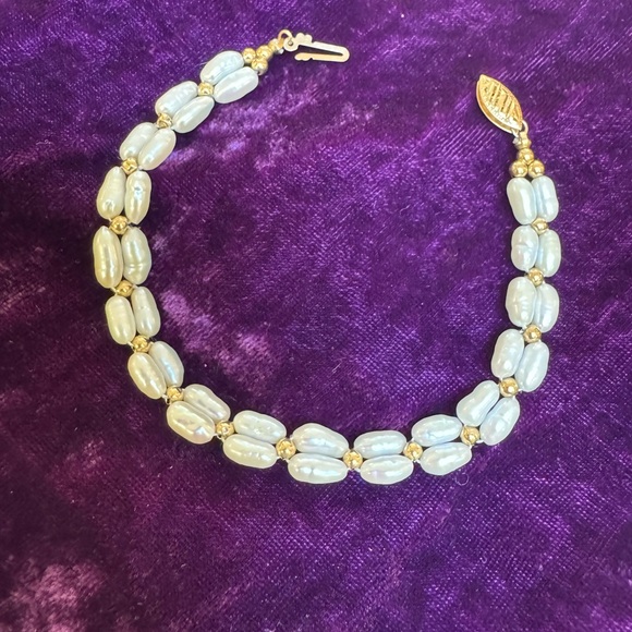 Vanessa Williams 80s 14k gold 7.11gm genuine pearls dbl strand gold beads+clasp